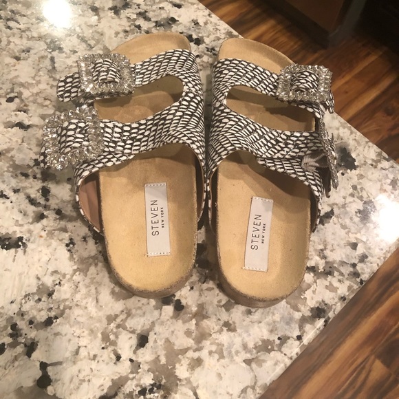 Steven New York by Steve Madden Stas Somers Gemstone Cork Footbed Sandals - Picture 4 of 10